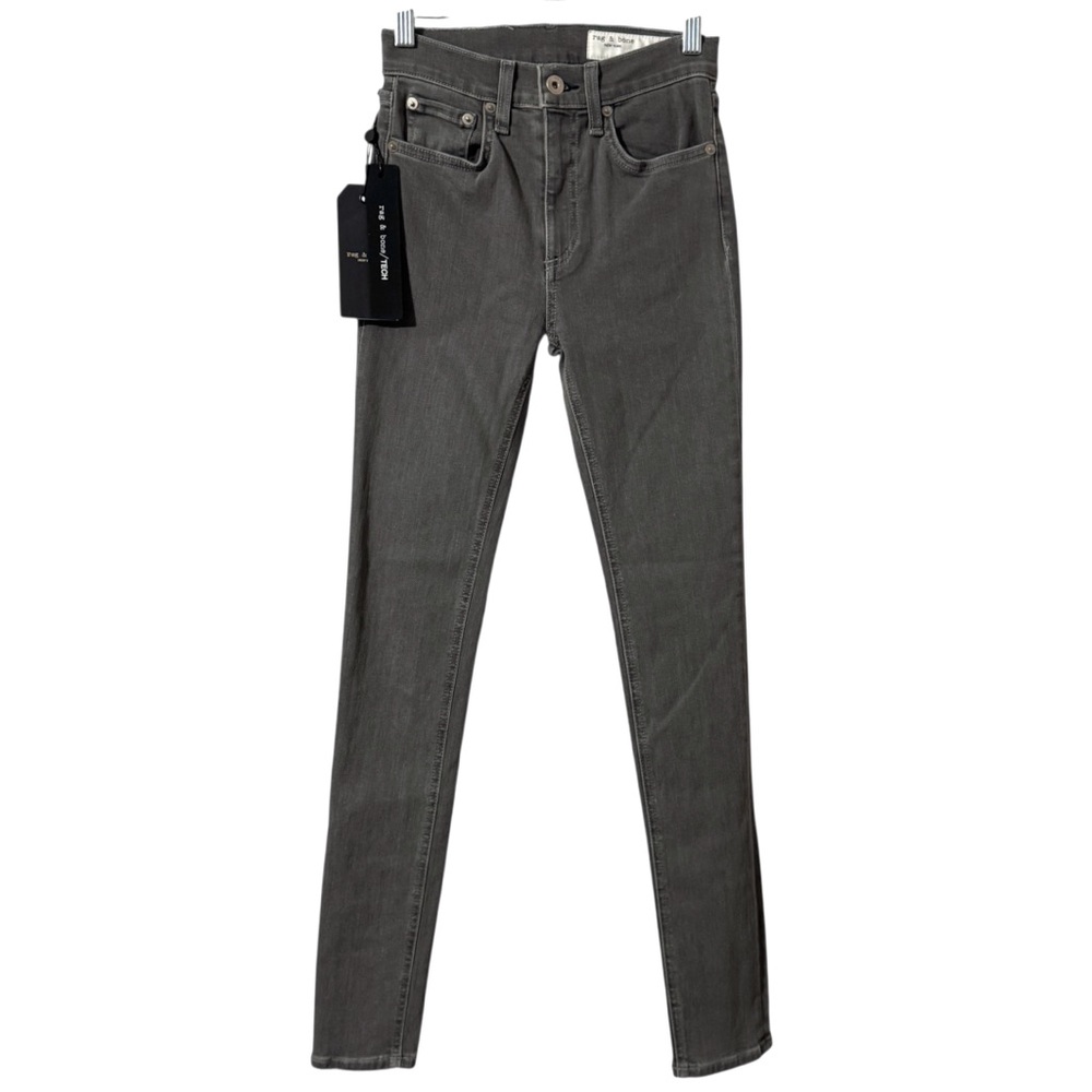 NWT Rag & Bone High Rise Skinny Coated Rin Gray Denim Jeans Womens 23